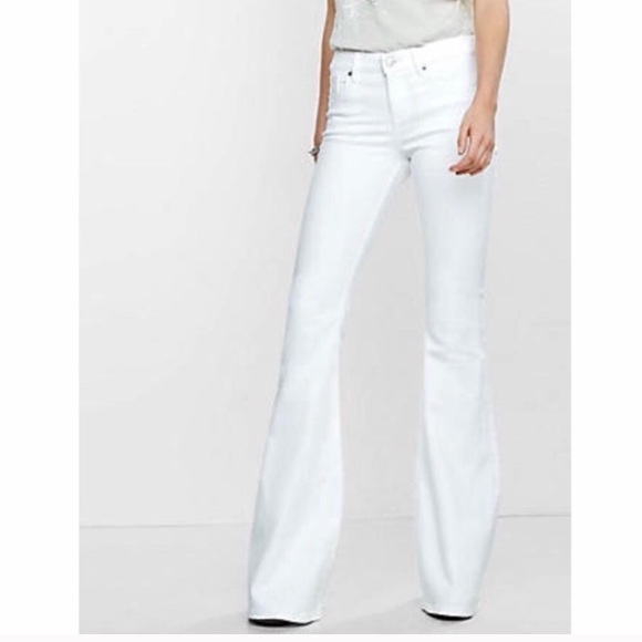 EXPRESS • SARULA White Flare Leg Denim Jeans - Picture 1 of 14